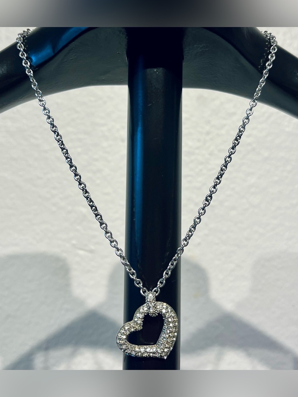 Tally Weijl Crystal-Embellished Silver Heart Necklace